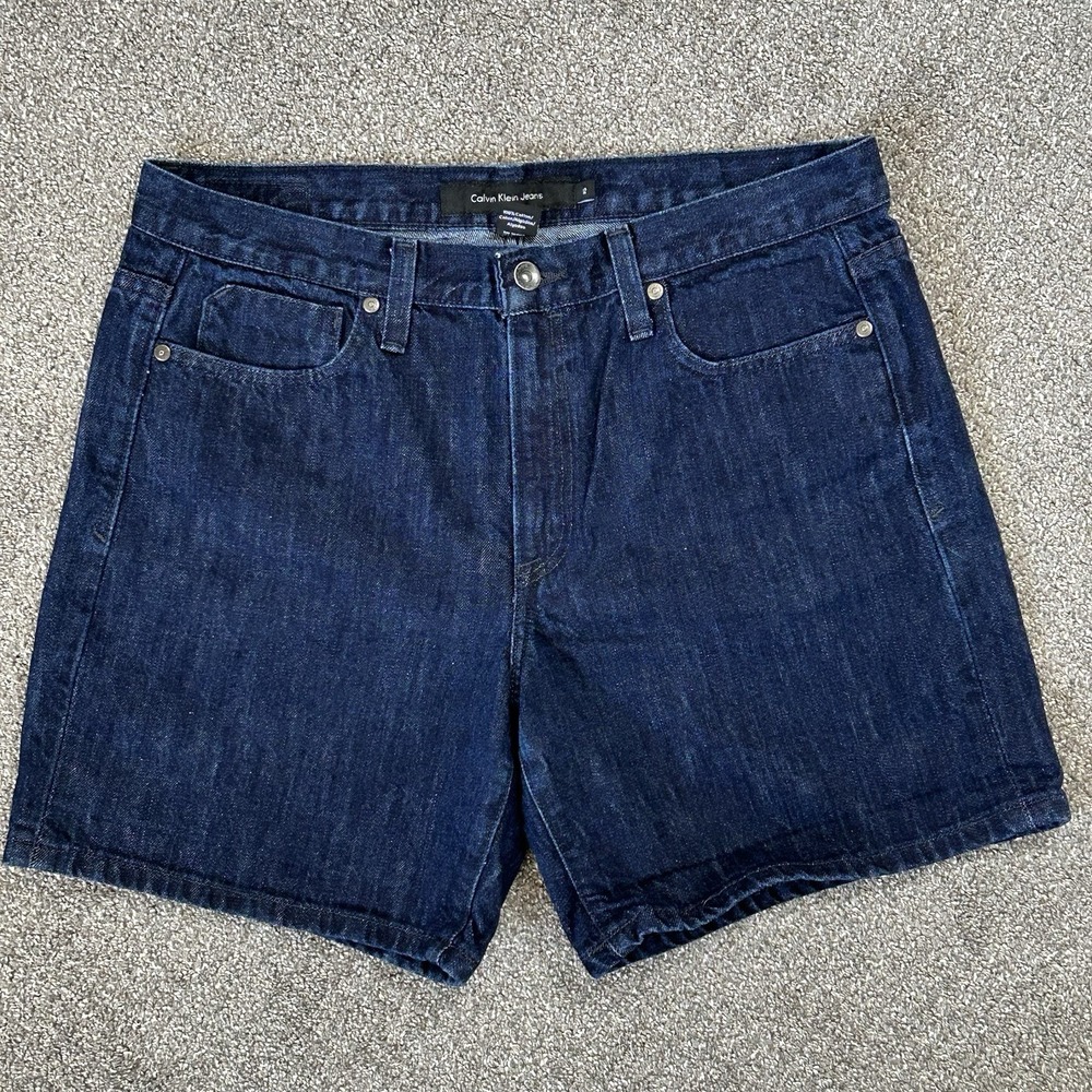 Calvin Klein High-Rise Jean Shorts Dark Wash - Womens 12 - Cotton EUC